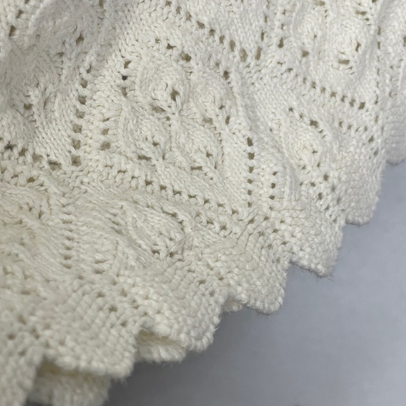 Willow Ridge Vintage 100% Cotton Knit Scalloped Detail Crochet Grandma Sweater - Picture 4 of 6